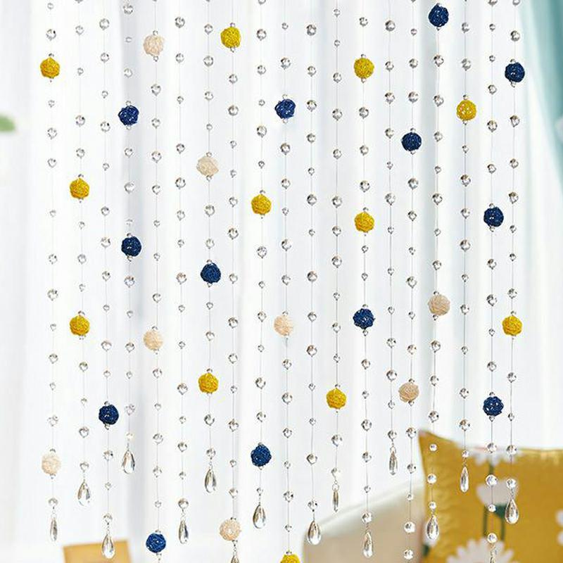 Crystal Glass Beaded Door Curtain with Adjustable Hook