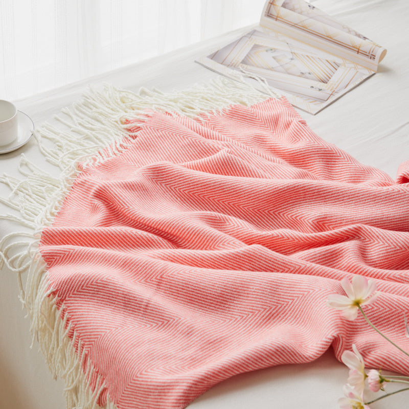 Fashionable And Comfortable Tassel Wool Blanket