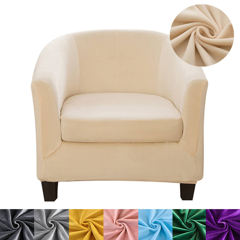 2 Piece Velvet Club Chair Covers, Soft Stretch Tub Chair Slipcover