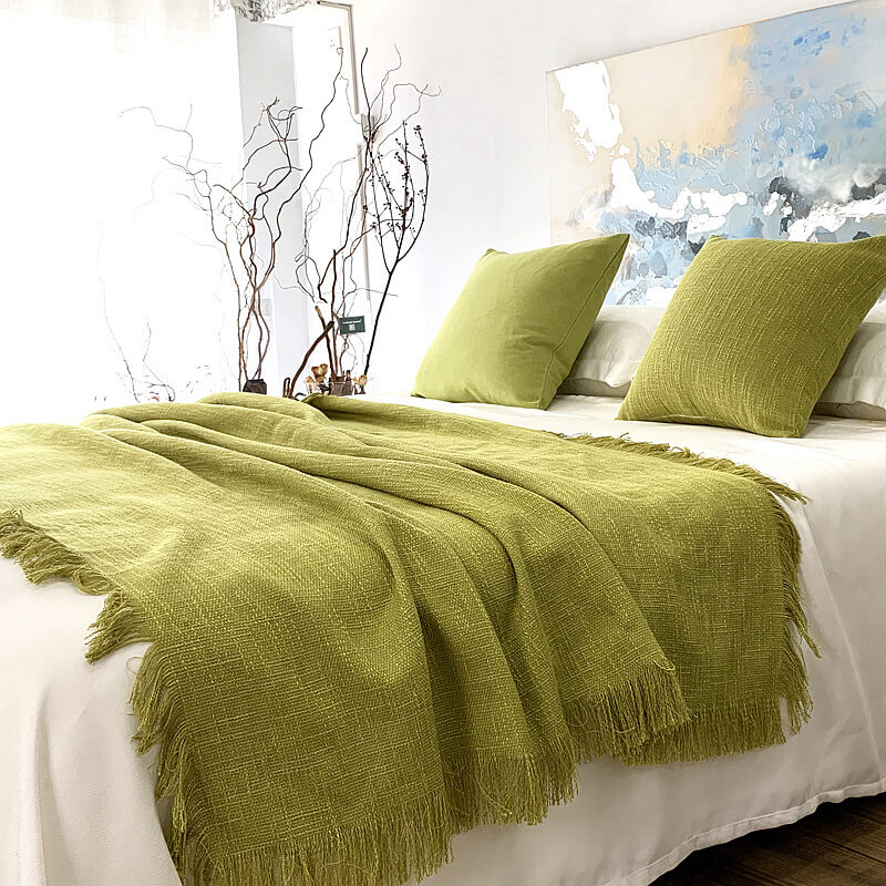 Linen Bed Runners & Scarves with Tassels