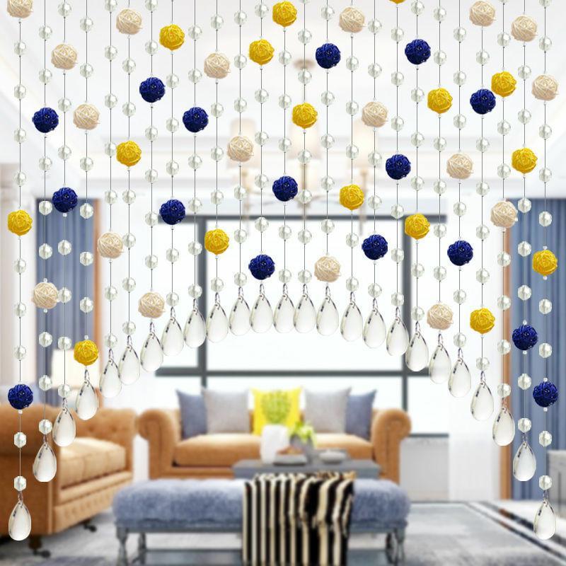 Crystal Glass Beaded Door Curtain with Adjustable Hook
