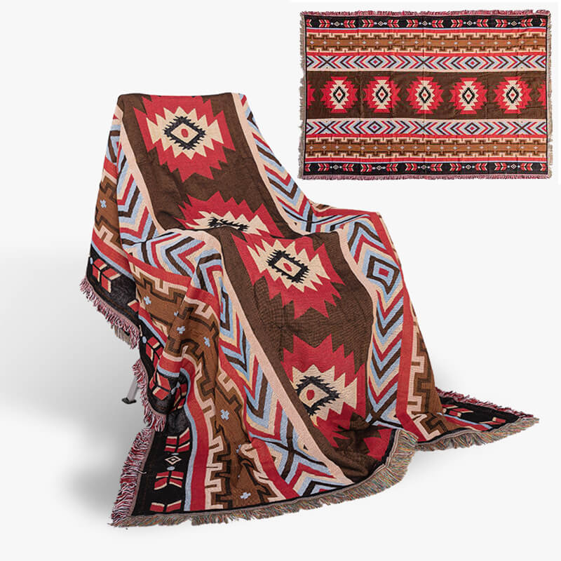 Boho Woven Reversible Throw Blankets