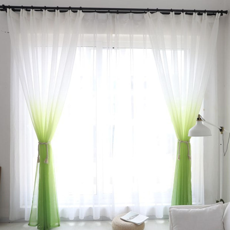 2 Panels Gradient Color Linen Voile Curtains with Hook
