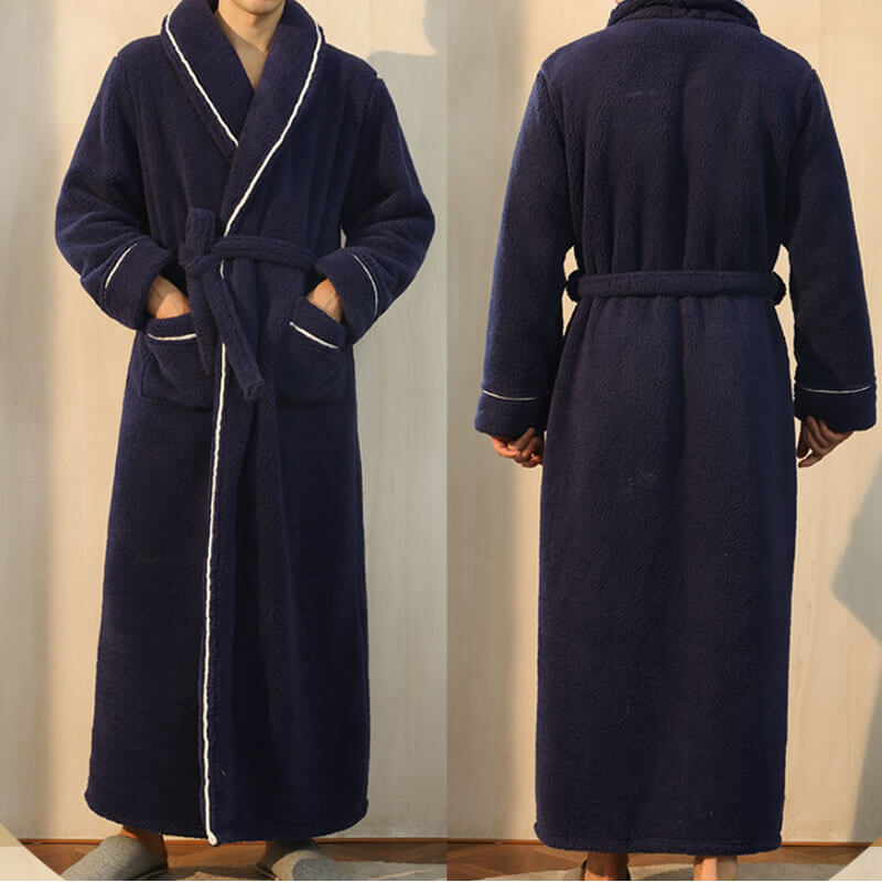 Super Soft Thicken Flannel Bathrobe for Women & Men