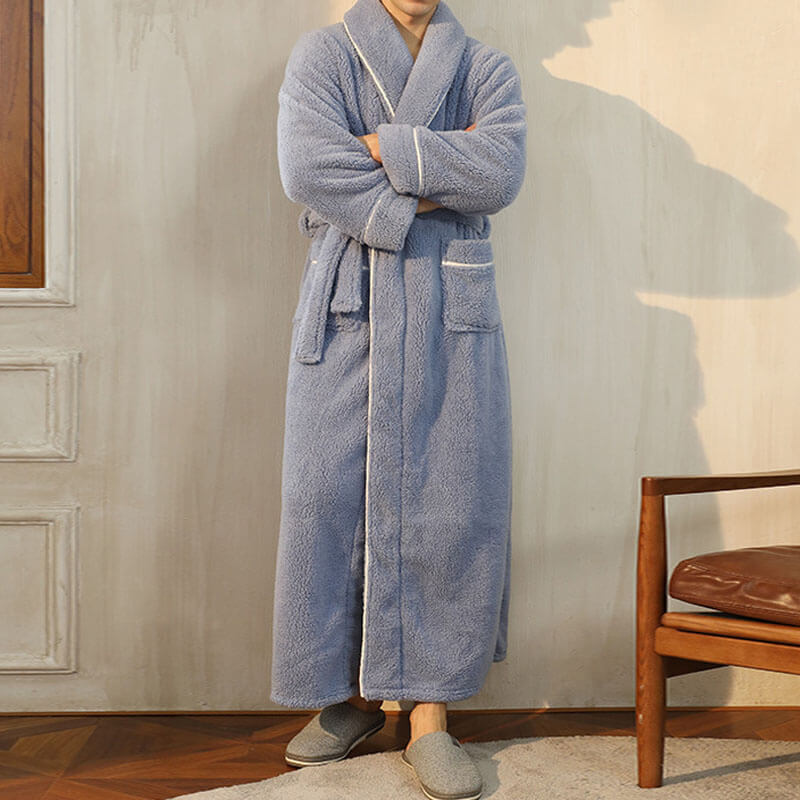 Super Soft Thicken Flannel Bathrobe for Women & Men
