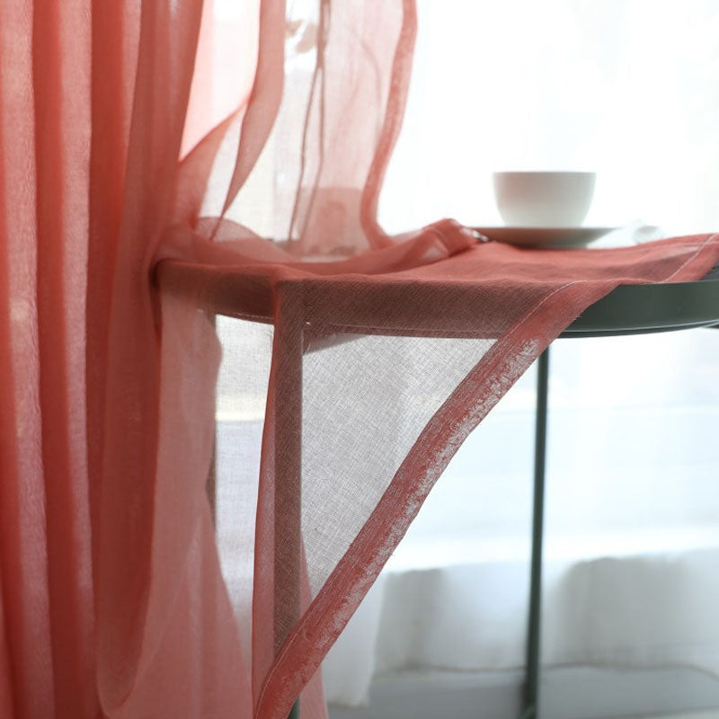 2 Panels Gradient Color Linen Voile Curtains with Hook