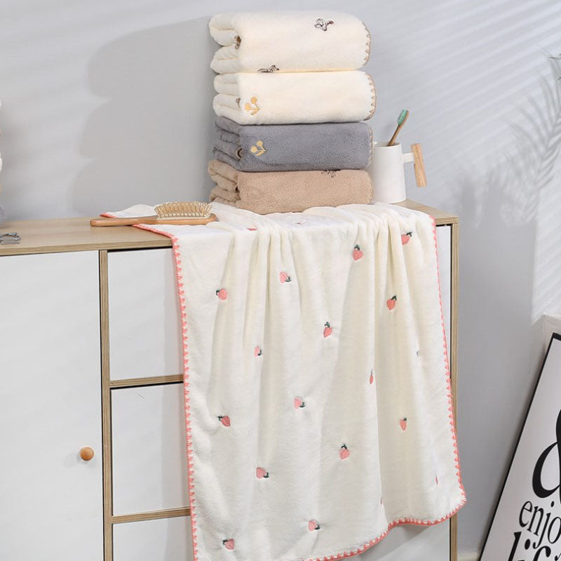 2Pcs Embroidery Quick-Dry Bath Towel Set