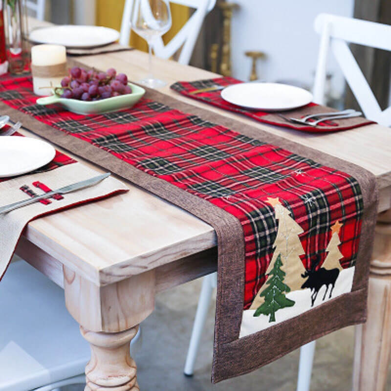 Chenille Christmas Table Runner with Beads and Tassels