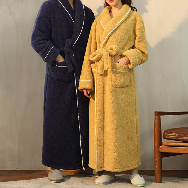 Super Soft Thicken Flannel Bathrobe for Women & Men