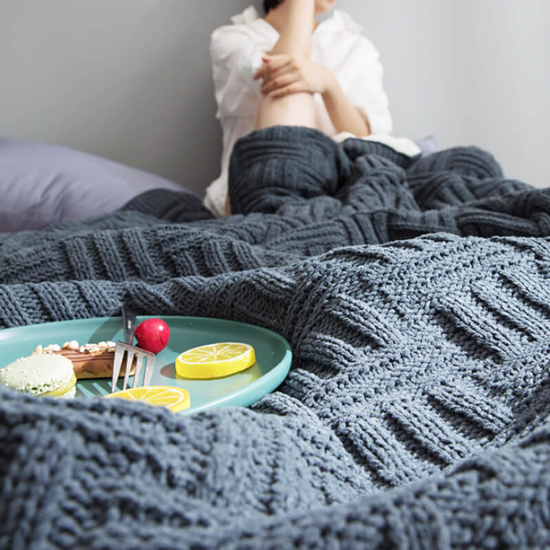 Double Layer Thicken Warm Knit Wool Blanket