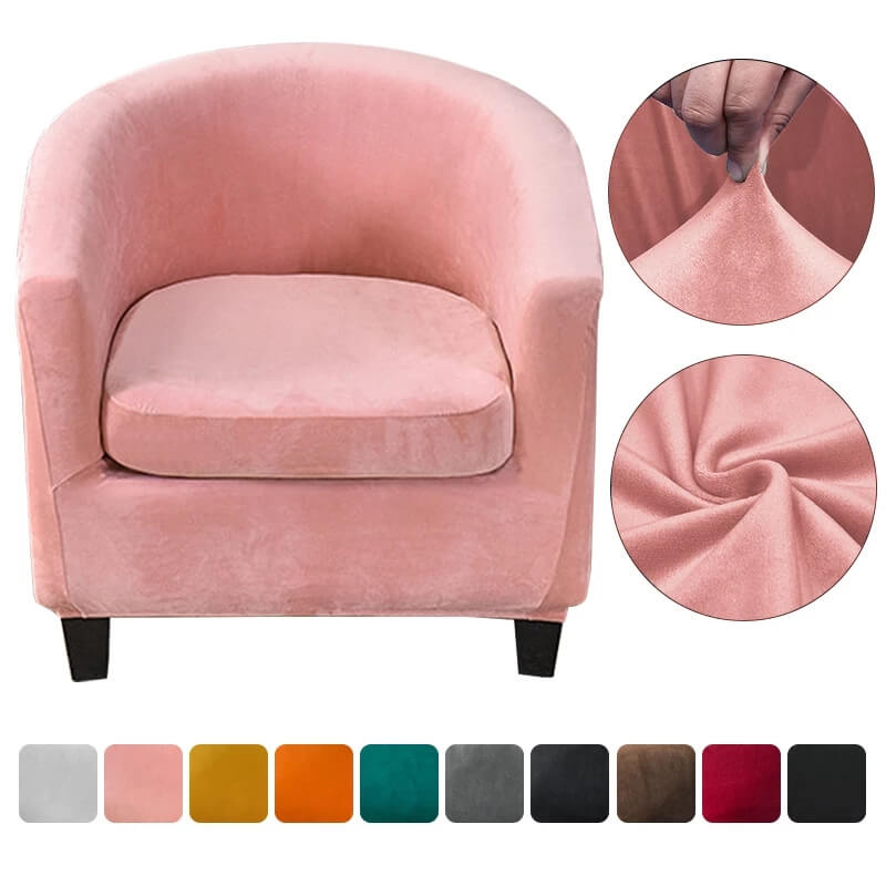2 Piece Velvet Club Chair Covers, Soft Stretch Tub Chair Slipcover