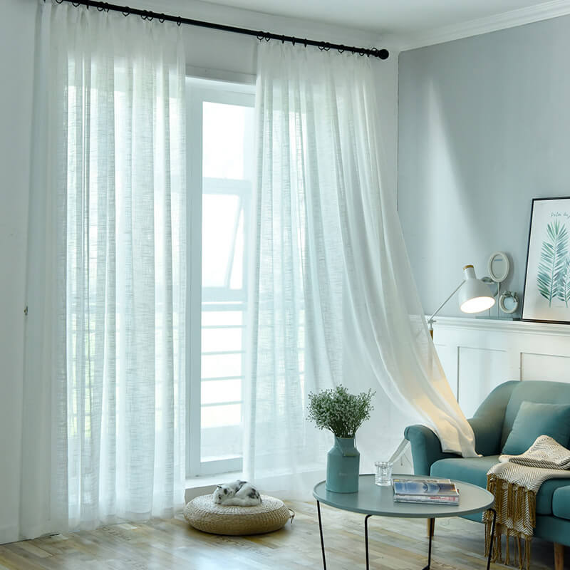 Soild Color Linen Voile Curtains Panles