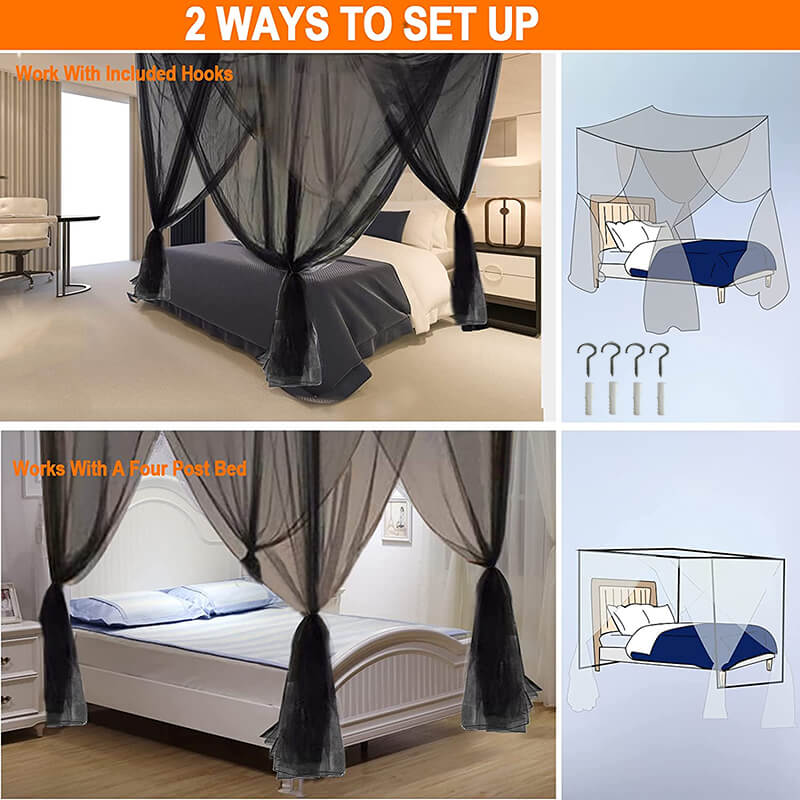 4 Corners Bed Canopy Mosquito Net Installation Guide