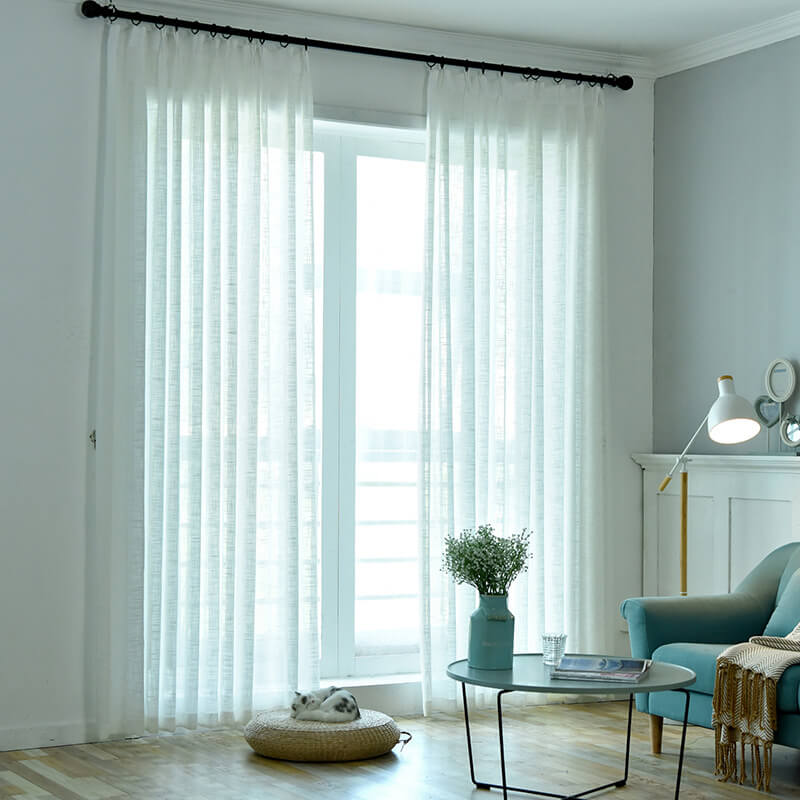 Soild Color Linen Voile Curtains Panles