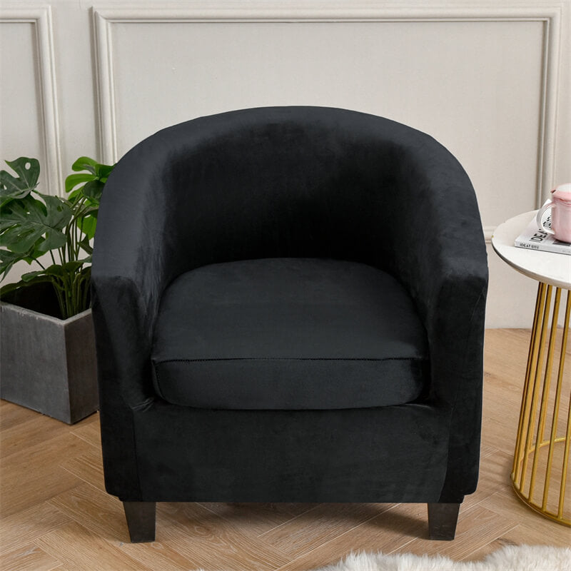 2 Piece Velvet Club Chair Covers, Soft Stretch Tub Chair Slipcover