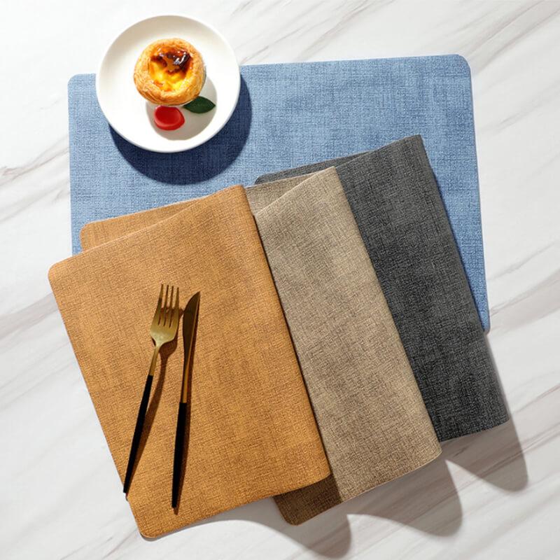 4pcs Rectangle Leather Placemats, Waterproof Washable Table Place Mat