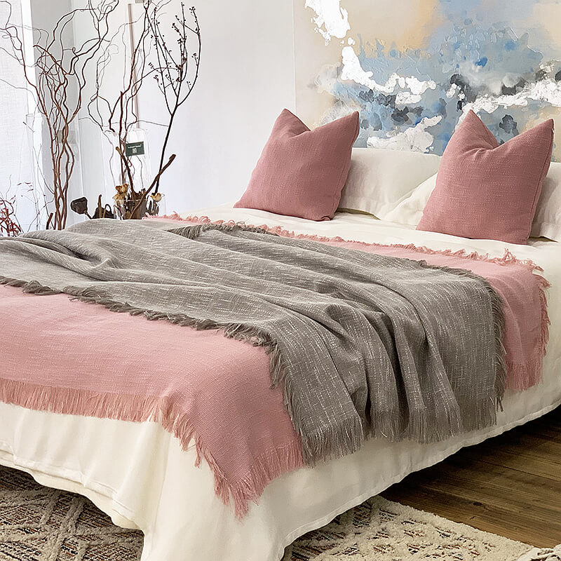 Linen Bed Runners & Scarves with Tassels