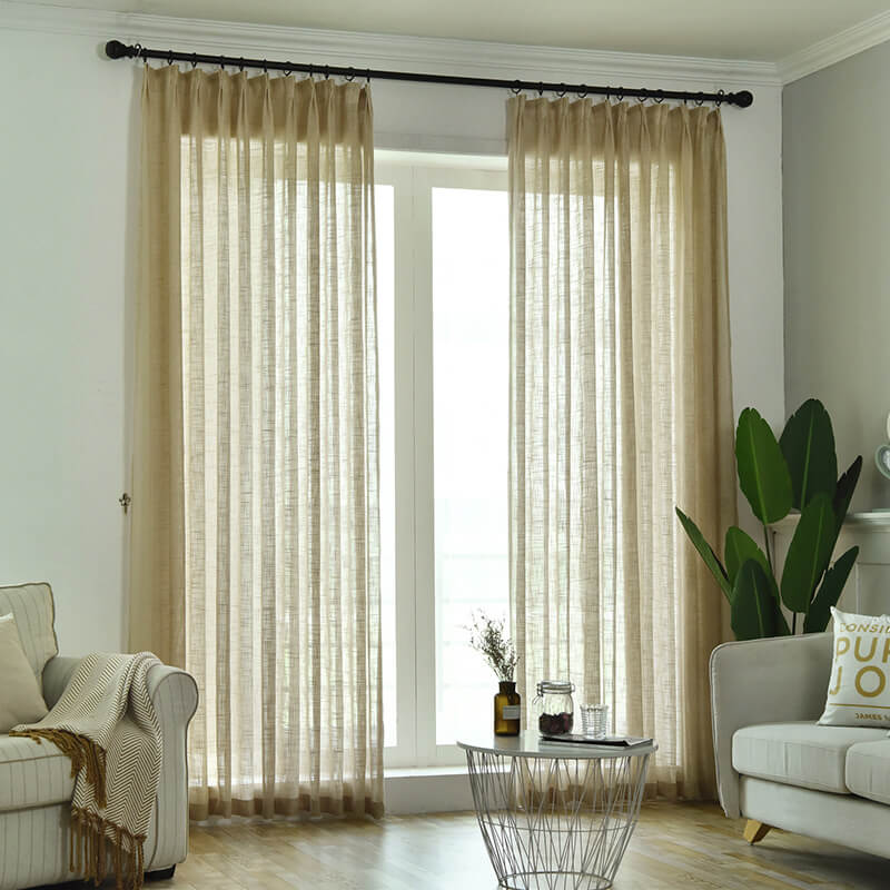 Soild Color Linen Voile Curtains Panles