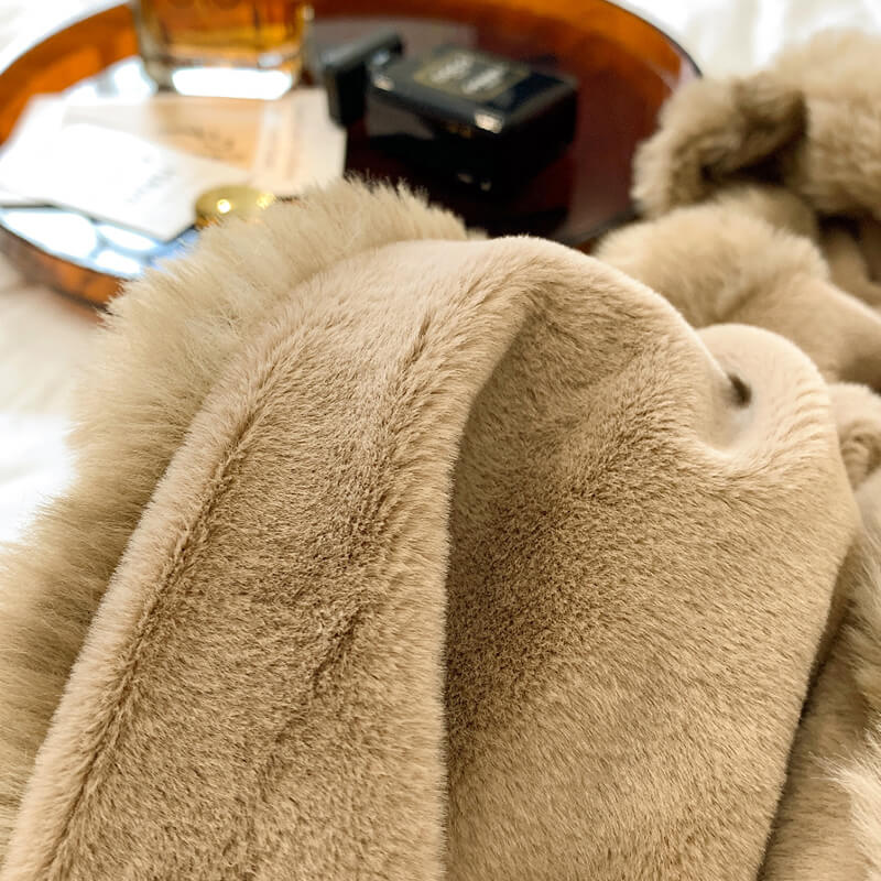 Furry Ruched Faux Fur Throws for Bed