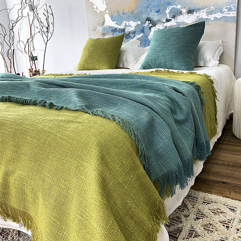 Linen Bed Runners & Scarves with Tassels