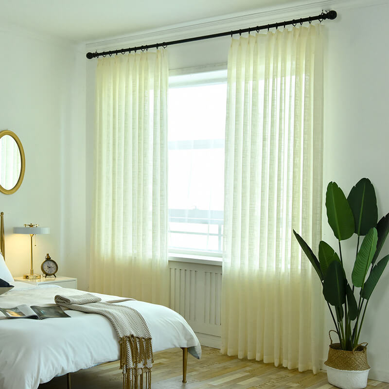 Soild Color Linen Voile Curtains Panles