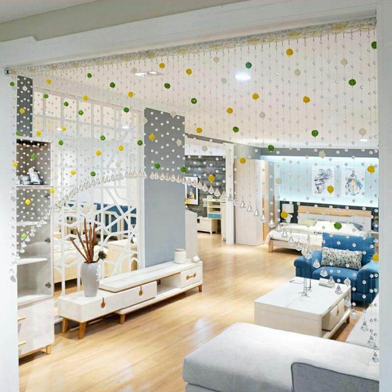 Crystal Glass Beaded Door Curtain with Adjustable Hook
