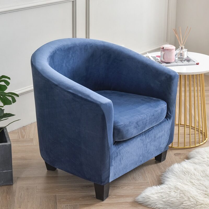 2 Piece Velvet Club Chair Covers, Soft Stretch Tub Chair Slipcover