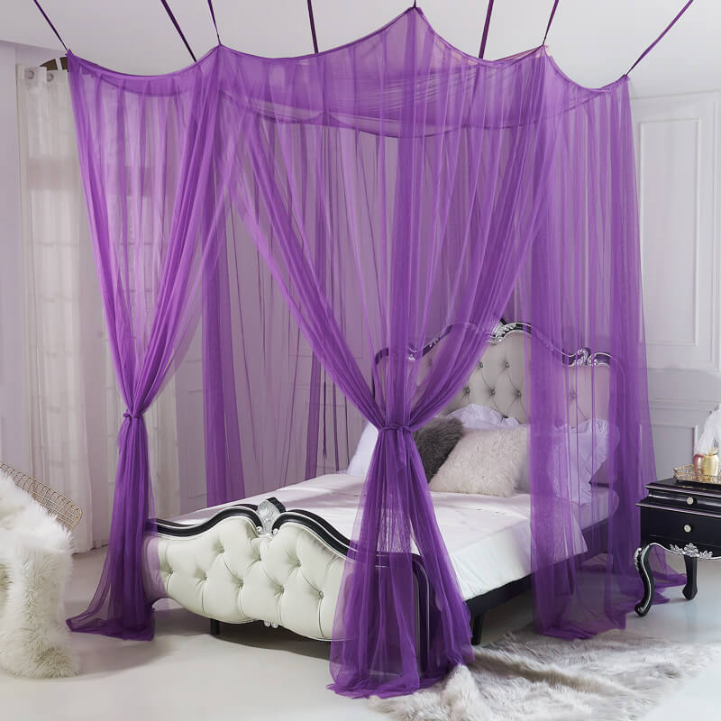 4 Corners Bed Canopy Mosquito Net-Purple