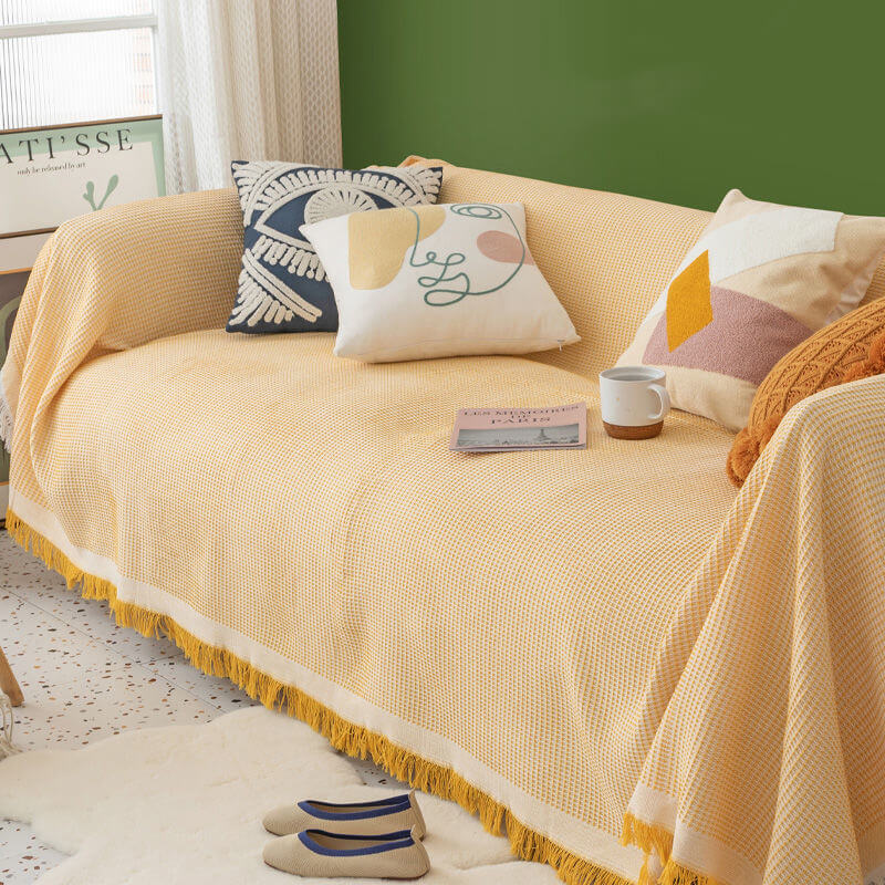 Geometric Large Sofa Throw Covers, Farmhouse Woven Throw Blankets for Couch