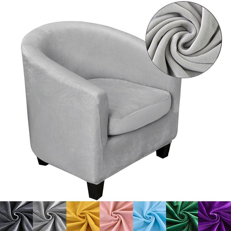 2 Piece Velvet Club Chair Covers, Soft Stretch Tub Chair Slipcover