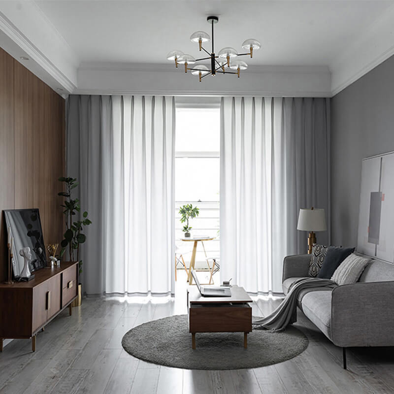 Light Filtering White Voile Curtain with Hooks