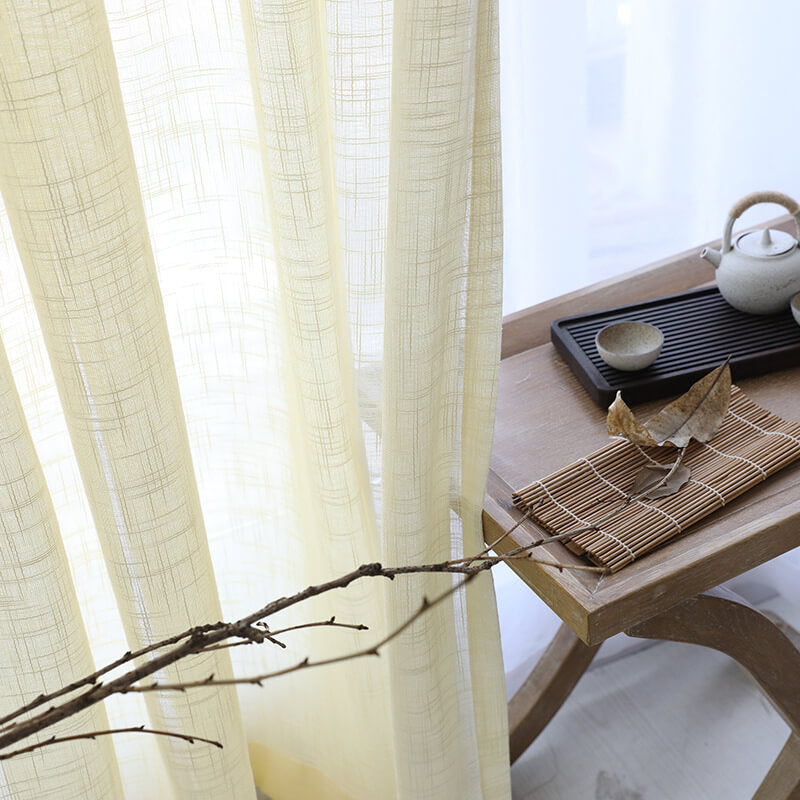 Soild Color Linen Voile Curtains Panles