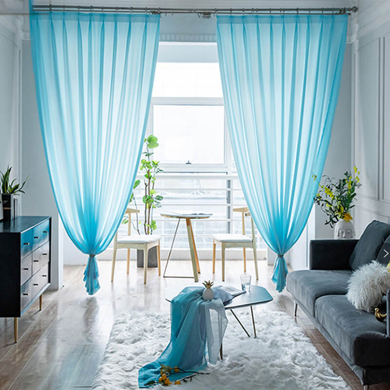 Light Filtering White Voile Curtain with Hooks