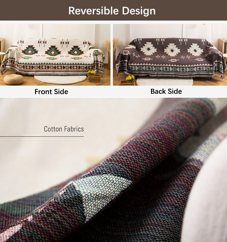 Boho Woven Reversible Throw Blankets