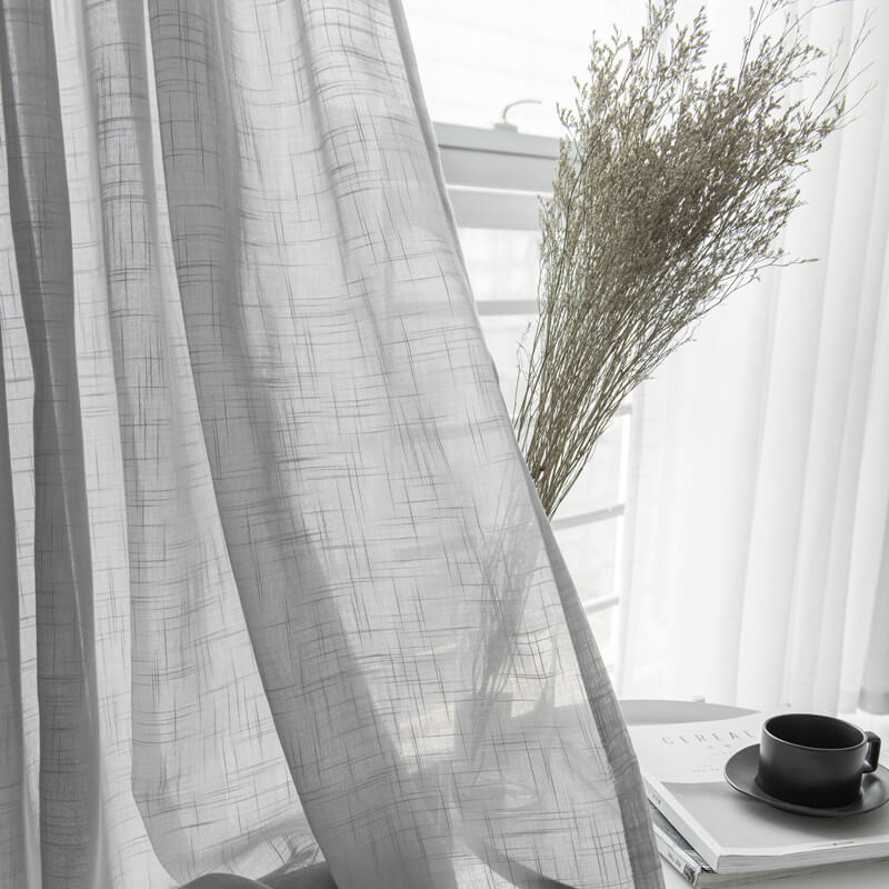 Soild Color Linen Voile Curtains Panles