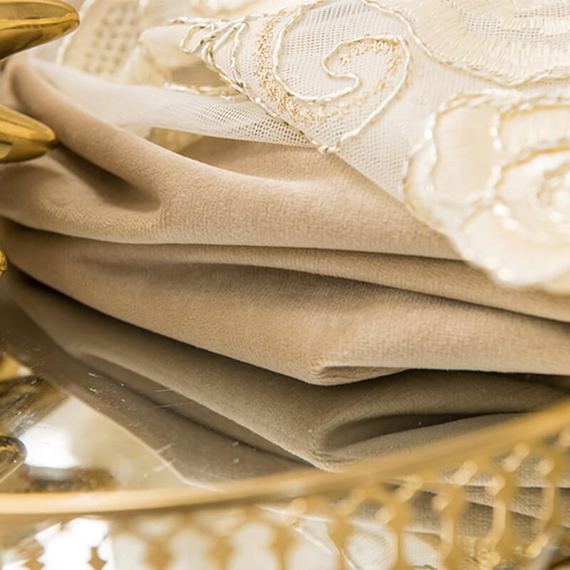 Double-layer Linen Lace Blackout Curtains for Living Room