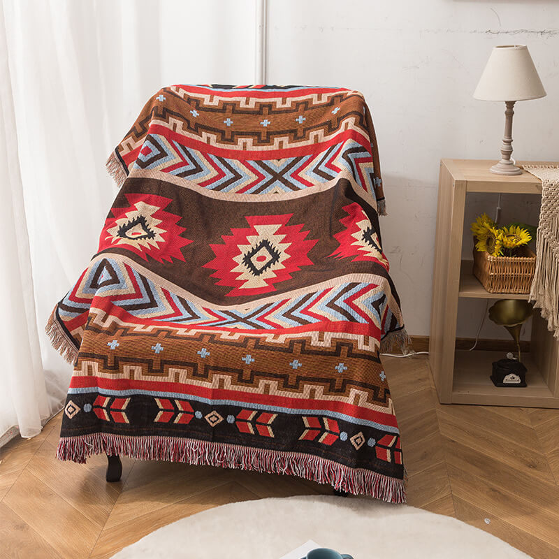 Boho Woven Reversible Throw Blankets