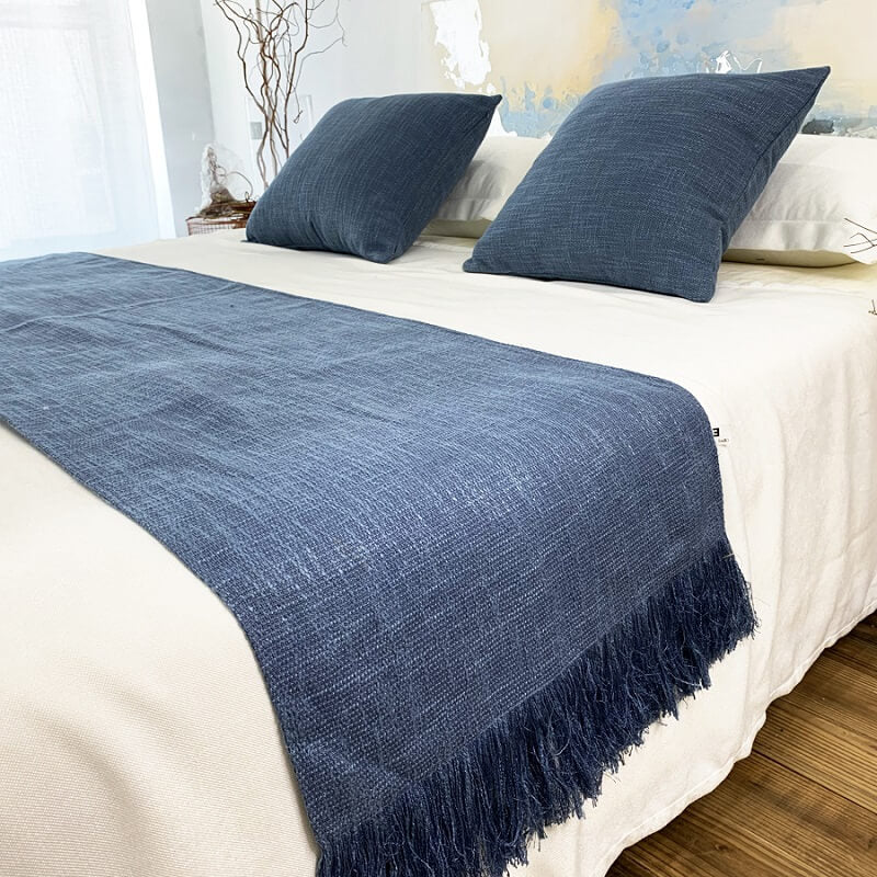Linen Bed Runners & Scarves with Tassels
