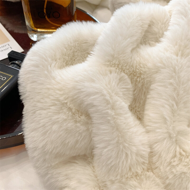Furry Ruched Faux Fur Throws for Bed