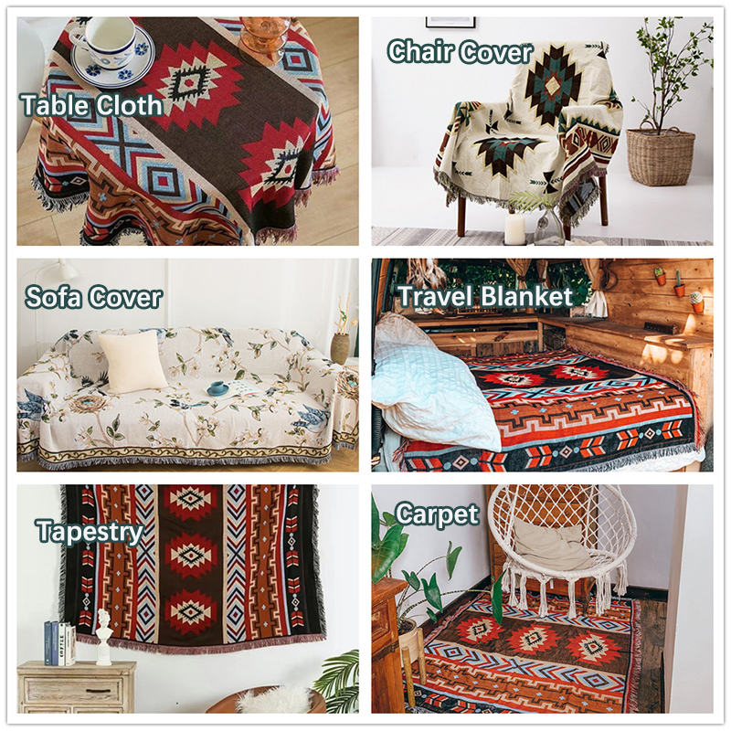 Boho Woven Reversible Throw Blankets for Sofa, Bed