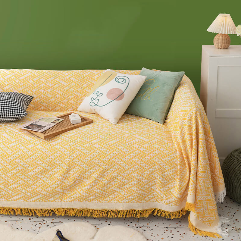 Geometric Large Sofa Throw Covers, Farmhouse Woven Throw Blankets for Couch