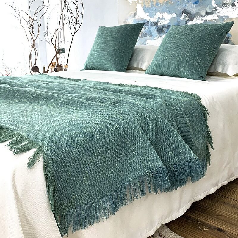 Linen Bed Runners & Scarves with Tassels