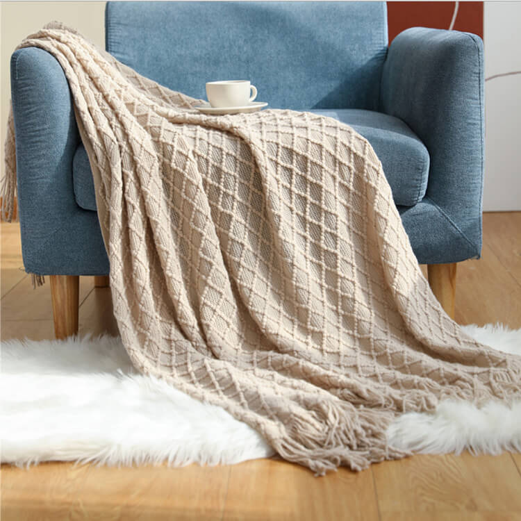 Textured Knitted Soft Throw Blanket