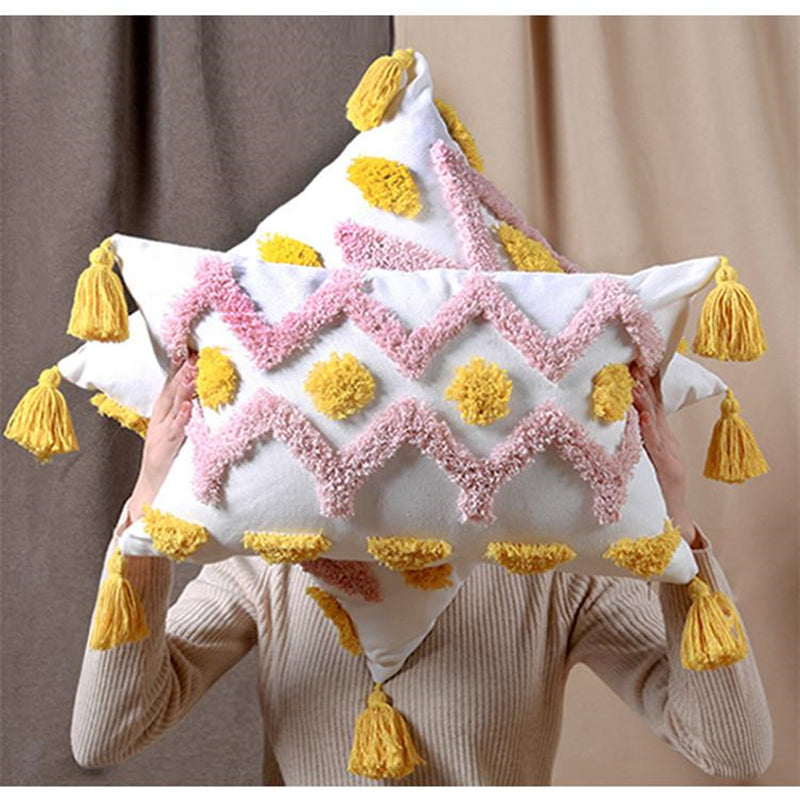 Bohemian Tufted Pink Cushion