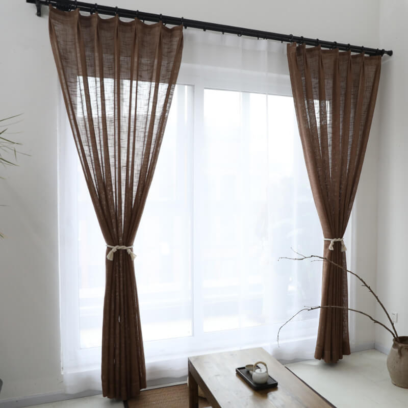 Soild Color Linen Voile Curtains Panles