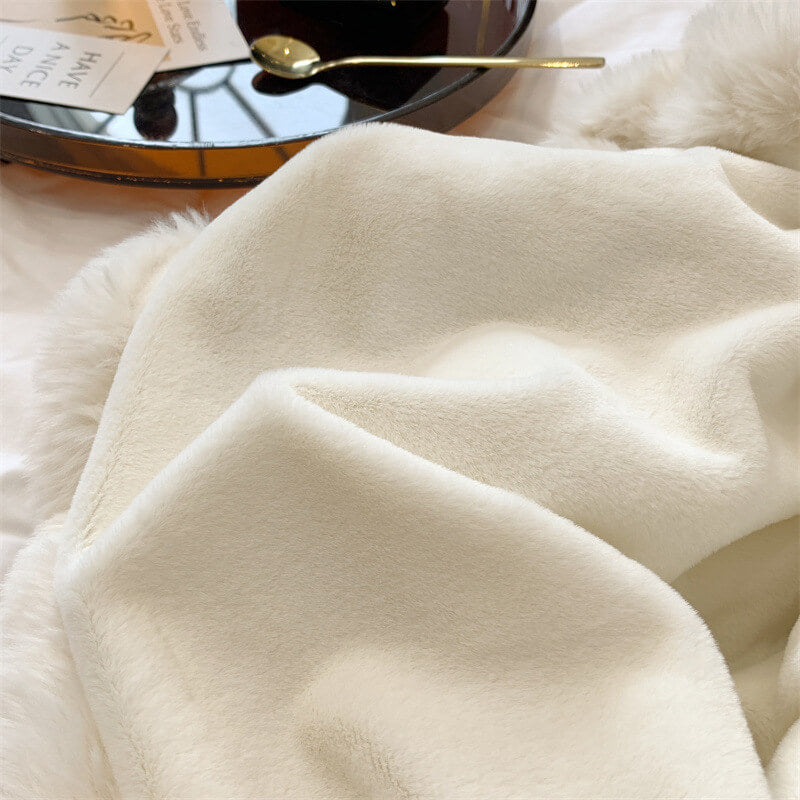 Furry Ruched Faux Fur Throws for Bed