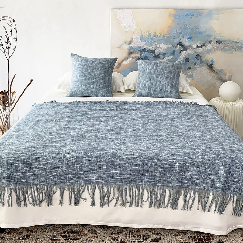 Linen Bed Runners & Scarves with Tassels