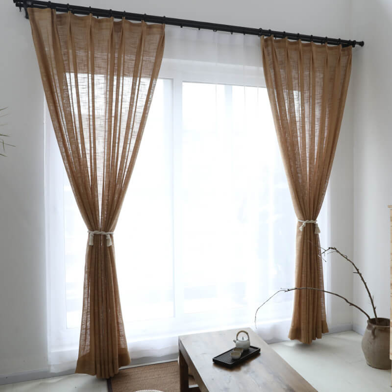 Soild Color Linen Voile Curtains Panles
