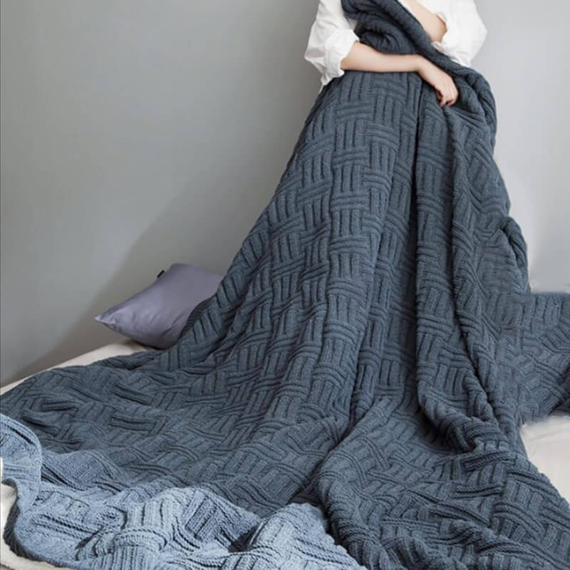 Double Layer Thicken Warm Knit Wool Blanket