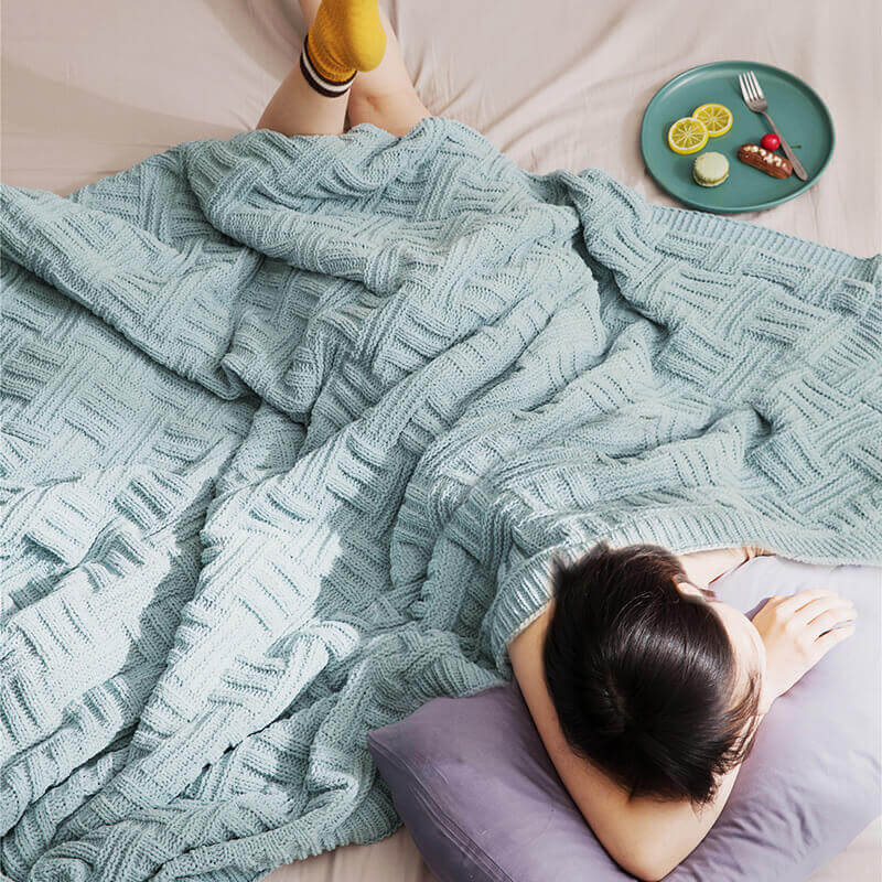 Double Layer Thicken Warm Knit Wool Blanket